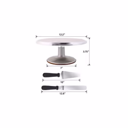 Cake Turntable, Ohuhu 12 inch Rotating Cake Stand, Aluminium Alloy Cake Decorating Kit with 2 Icing Spatula and 3 Comb Icing Smoother, Cake Decor