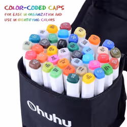 Ohuhu 80 Colors Dual Tips Art Sketch Twin Marker Pens Highlighters with Carrying Case for Painting Coloring Highlighting and Underlining