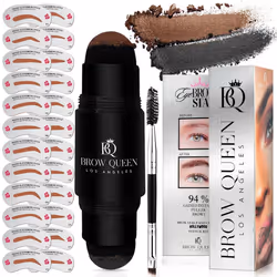 Eyebrow Stamp Kit Waterproof - Eye Brow Stencil Kits for women with Dual-Color Eyebrow Powder Stamp, 24 Shaping Guide Templat ...