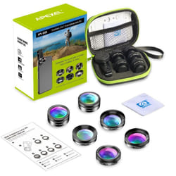 APEXEL Universal 6 In 1 Phone Camera Lens Kit Fish Eye Lens Wide Angle Macro Lens CPL/StarND32 Filter for Almost All Smartphones