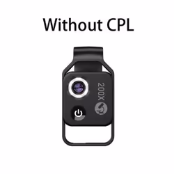 APEXEL 200X Magnification Microscope Lens With CPL Mobile LED Light Micro Pocket Macro Lenses for iPhone Samsung All Smartphones - White without CPL