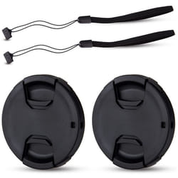 JJC 82mm Lens Cap 2 Pack Snap-on Front Camera Lens Cover + Elastic Lens Cap Keeper for Canon Nikon Sony Olympus Fujifilm Lens with 82mm Thread,