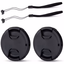 JJC 72mm Lens Cap 2 Pack Snap-on Front Camera Lens Cover + Elastic Lens Cap Keeper for Canon Nikon Sony Olympus Fujifilm Lens ...