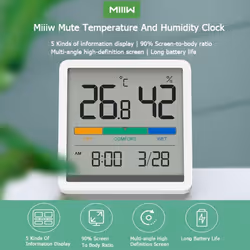 New Xiaomi Miiiw Mute Temperature Humidity Clock Home Indoor High-Precision Baby Room C/F Temperature Monitor 3.34inch Huge LCD