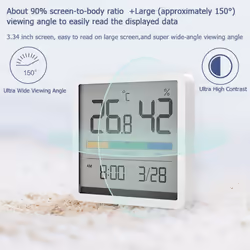 New Xiaomi Miiiw Mute Temperature Humidity Clock Home Indoor High-Precision Baby Room C/F Temperature Monitor 3.34inch Huge LCD