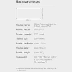 XIAOMI MIIIW Oversized Leather Cork Mouse Pad Double-sided Waterproof Soft Durable 900*400mm Desk Mat - tan