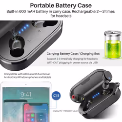 TOZO T10 Bluetooth 5.3 Wireless Earbuds with Wireless Charging Case IPX8 Waterproof Stereo Headphones in Ear Built in Mic Headset Premium Sound