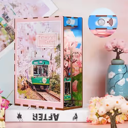 Tonecheer 3D Wooden Puzzle DIY Book Nook Kit (Sakura's Travel)