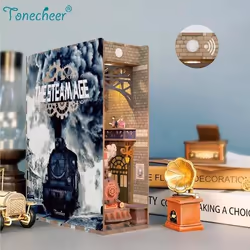 Tonecheer 3D Wooden Puzzle DIY Book Nook Kit (The Steam Age)