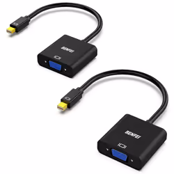 BENFEI Mini DisplayPort to VGA 2 Pack Mini DP Display Port to VGA (Thunderbolt Compatible) Male to Female Adapter Compatible ...