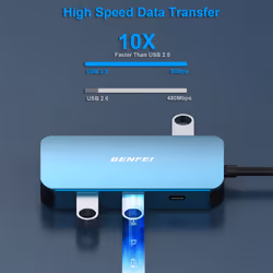 USB C MST HUB 8in1 with USB-C to 2*HDMI/1*VGA, to 3*USB 3.0/100W Power Delivery/3.5mm Aux Audio, Compatible with iPhone 15 Pro/Max, MacBook Pro
