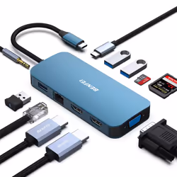 ãNew For 2024ãBENFEI 11-in-1 USB C MST Laptop Docking Station with Silicone Woven Design Cable, USB-C to 2*HDMI/1*VGA, to ...