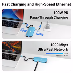 ãNew For 2024ãBENFEI 11-in-1 USB C MST Laptop Docking Station with Silicone Woven Design Cable, USB-C to 2*HDMI/1*VGA, to 3*USB 3.0/SD/TF Card
