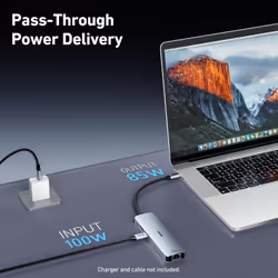6-in-1 USB C Hub with HDMI(4K@60Hz), 2 USB-A, 1 USB-C Data, 100W Charge, Gigabit Ethernet, Silicone Tangle-Free Cable Compatible with MacBook Pro/Air,