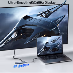USB C HUB 6-in-1 with HDMI(4K@60Hz), 100W Power Delivery, 10Gbps 2*USB-A and 2*USB-C, Silicone Cable, Aluminum Case Compatible with iPhone 15 Pro/Max,