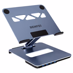 Laptop Stand with USB C 6in1 Hub, HDMI 4K@60Hz, 4*USB3.0, 100W PD Compatible with MacBook Pro/Air, iPad Pro, XPS, Thinkpad