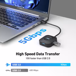 USB 3.0 Hub, 4 Ports USB A Splitter Ultra Compact for Mouse, Keyboard, Flash Drive, U Disk, Printer Compatible with Laptop, Desktop PC, Xbox, PS5, and