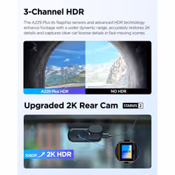 VIOFO A229 Plus 3 Channel Dash Cam  Dual STARVIS 2 Sensors  3-Channel HDR  1440P+1440P+1080P Front Inside and Rear Car Camera  5GHz Wi-Fi  V