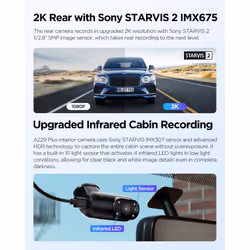 VIOFO A229 Plus 3 Channel Dash Cam  Dual STARVIS 2 Sensors  3-Channel HDR  1440P+1440P+1080P Front Inside and Rear Car Camera  5GHz Wi-Fi  V