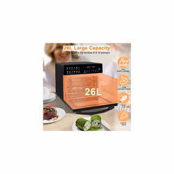 LLIVEKIT Air Fryer Oven with Rotisserie Mini Oven 26L Large Family Size Air Fryer Countertop Convection Oven Low Fat Oil-Less Cooking, Timer & Te
