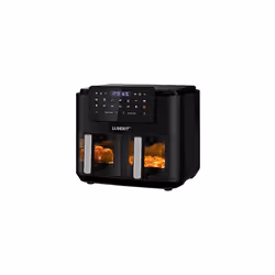 LLIVEKITDigital Dual Zone Oil Free Air Fryer 9L Large for Family with 2 Drawers, Cookbook, 10 Presets, Match Cook & Smart Fin ...