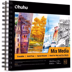 Sketchbook Spiral Bound: Mixed Media Pad, 62 Sheets/124 Pages of 200GSM Thick Drawing Paper, Hardcover Sketch Book for Wet an ...