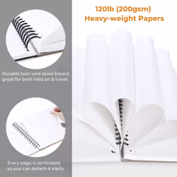 Sketchbook Spiral Bound: Mixed Media Pad, 62 Sheets/124 Pages of 200GSM Thick Drawing Paper, Hardcover Sketch Book for Wet and Dry Media, Acrylic