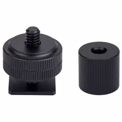 JJC Camera Hot Shoe Adapter - Cold Shoe Base with 1/4 Screw, Dual Locking Nuts + Barrel Nut Adapter Set for 1/4"-20 Male/Fema ...
