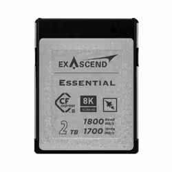 Exascend ESSENTIAL, 2 TB, CFexpress Type B, 1800 MB/s, 1700 MB/s, Magnet proof, Dust resistant, Weatherproof, X-ray proof, Im ...