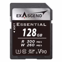 Exascend ESSENTIAL, 128 GB, SDXC, Class 10, UHS-II, 300 MB/s, 260 MB/s