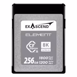 Exascend ELEMENT, 256 GB, CFexpress Type B, 1800 MB/s, 1200 MB/s, Black, Grey