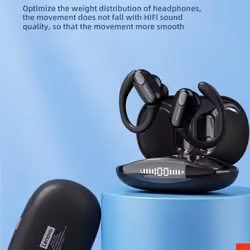 Lenovo XT80 Bluetooth 5.3 Earphones True Wireless Headphones with Mic Button Control Noise Reduction Earhooks Waterproof Headset - Black