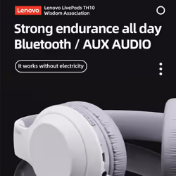 Lenovo Thinkplus TH10 Stereo wireless Headphones Bluetooth Earphones Music Headset with Microphone Sports Earbuds New - white