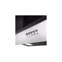 CBCB6736C Angled Cooker Hood 60cm with CBCF002X2 Carbon Filters Recirculating Ducting LED Lights Black PaintingTempered Glass Wall Mounted Range Hood