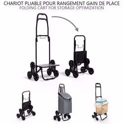 VOUNOT 6 Wheels Stair Climbing Shopping Trolley, 32L Oxford Grey - Additional view 5