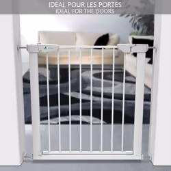 VOUNOT Stair Gates, Pressure Fit Safety Gate, White 75-108 cm