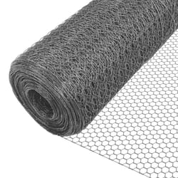 VOUNOT Chicken Wire Mesh, Metal Animal Fence, 25mm Holes, 1m x 25m, PVC Coated Grey
