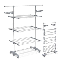 VOUNOT Large 3 Tier Clothes Airer, Laundry Drying Rack Foldable Stainless Steel Clothes Horse