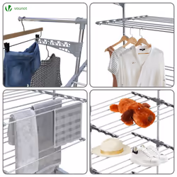 VOUNOT Large 3 Tier Clothes Airer, Laundry Drying Rack Foldable Stainless Steel Clothes Horse - Additional view 6