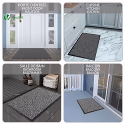VOUNOT Dirt Trapper Front Door Mat for Indoor Outdoor, Grey-Black, 60x90cm - Additional view 5