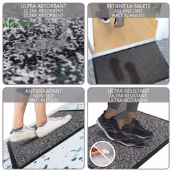 VOUNOT Dirt Trapper Front Door Mat for Indoor Outdoor, Grey-Black, 90x150cm