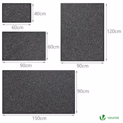 VOUNOT Dirt Trapper Front Door Mat for Indoor Outdoor, Grey-Black, 90x150cm