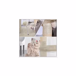 VOUNOT Cat Tree Tower, Cat Condo with Sisal Scratching Post, Multi Level Cat Climbing Frame Indoors, Cat Activity Tree, Beige, L