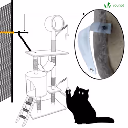 VOUNOT Cat Tree Tower, Cat Condo with Sisal Scratching Post, Grey, XXL - Additional view 7