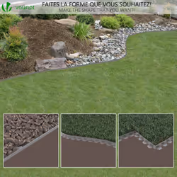 VOUNOT Plastic Garden Edging, Flexible Lawn Edging with 30 Pegs, Grey 10m - Additional view 6