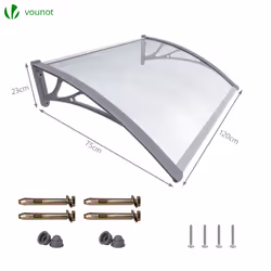 VOUNOT 120x80cm Front Door Canopy Porch Outdoor Awning, Rain Shelter, Grey - Additional view 4