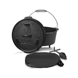 VOUNOT Dutch Oven 9 Liters, Pre-Seasoned, Cast Iron Fire Pot with Carry Bag, Feet,  Lid Lifter, Spiral Handle