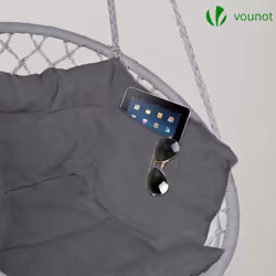 VOUNOT Hanging Chair with Cushion, Macrame Hammock Swing Chair for Bedroom, Balcony, Patio, Garden, 265LBS Capacity, Grey - Additional view 6