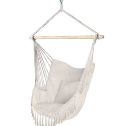 VOUNOTÂ HangingÂ HammockÂ ChairÂ withÂ Cushions,Â MacrameÂ HammockÂ SwingÂ ChairÂ forÂ Garden,Â Bedroom,Â Patio,Â 265LBSÂ Capacity, Beige