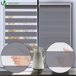 VOUNOT Zebra Roller Blind Double Fabric, Day and Night Translucent or Blackout Vision Curtains, No Drilling for Window and Door , Grey, 80 x 150 cm - Additional view 2